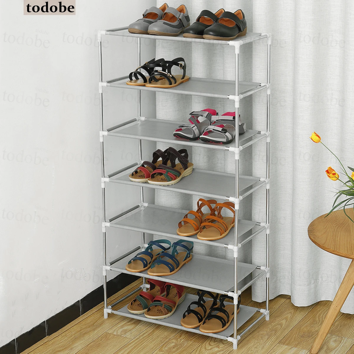 

Полка для обуви, многоярусная, простая, съемная, компактная, органайзер для обуви для дома и общежития, шкаф для хранения для защиты обуви от ...