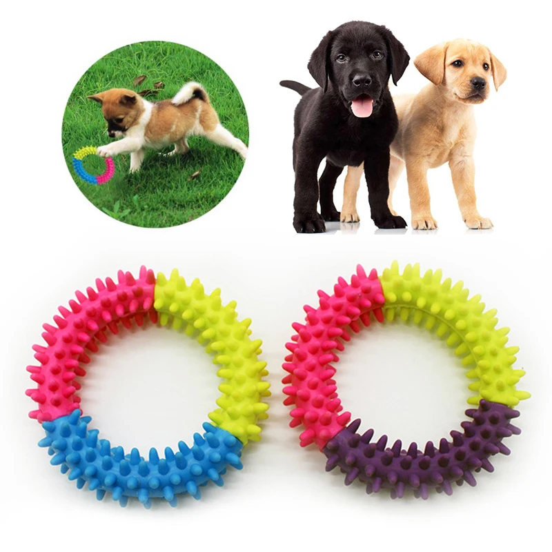 

1PC Pet Toys Dog Chew Toy 3 Color Ring Shape Non Toxic Portable Safe Cleaning Tooth Toy Pets Tool Random Color Dropshipping