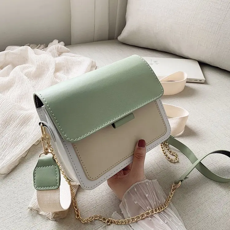 

Contrasting Color Small Square Bag All-match One-shoulder Diagonal Bag Pu Material Bags for Women 2020 CN(Origin)