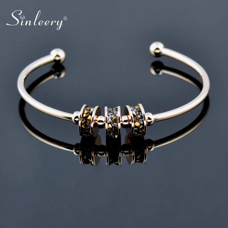 Женский Открытый браслет SINLEERY золотистый и серебристый с кристаллами аксессуары