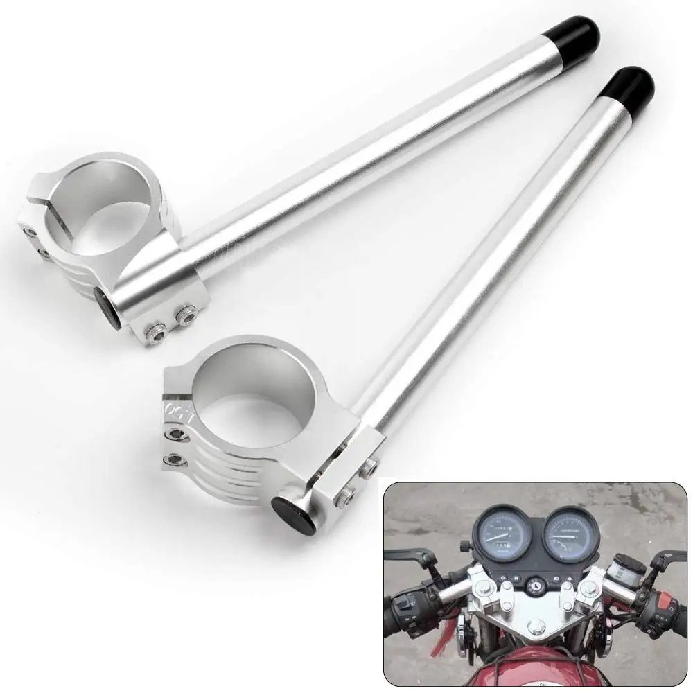 

1pair Universal Motorcycle Racing Adjustable Handlebar Chromec 31mm - 52mm Clip On Ons Fork Handle Bar for Cafe Racer Motorbike