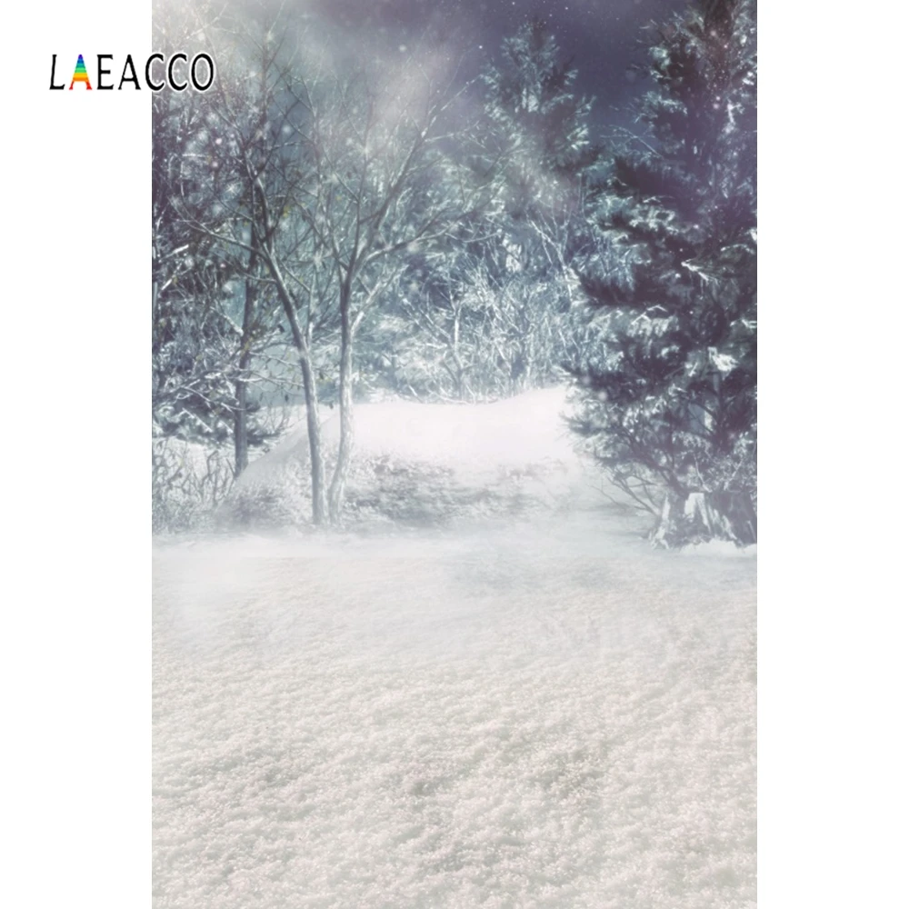 Laeacco Fantasy Winter Snow Pine Trees Scenic Baby Photography Backgrounds Customized Backdrops For Photo Studio | Электроника