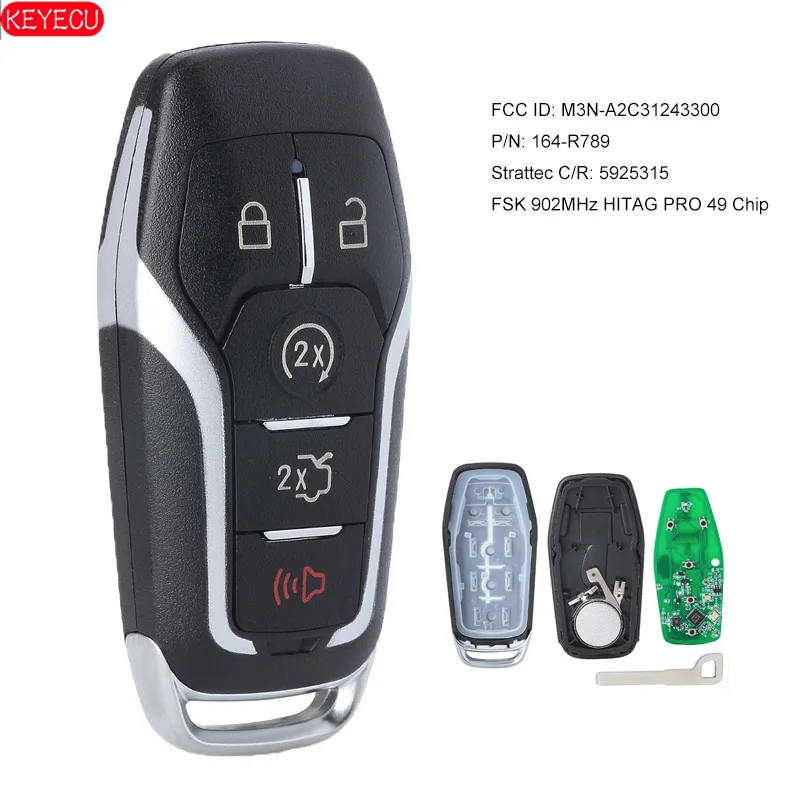 KEYECU 164 R789 умный дистанционный ключ FSK 902 МГц HITAG PRO 49 чип для Ford Fusion Explorer edge Mustang 2013 2017