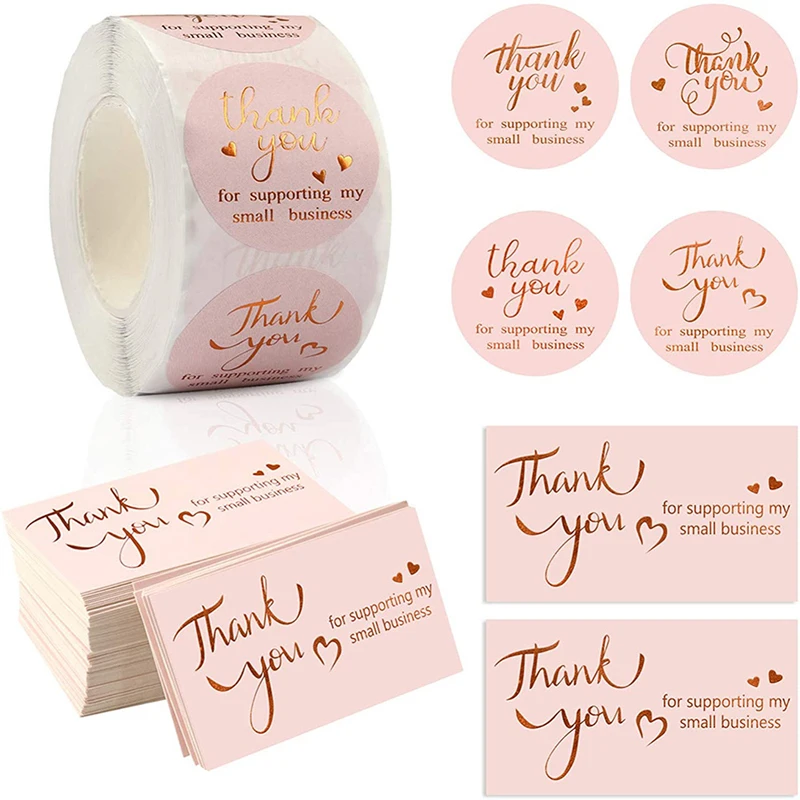 

Pink thank you card for supporting business package decoration "gorgeous thanks" business card handmade with love