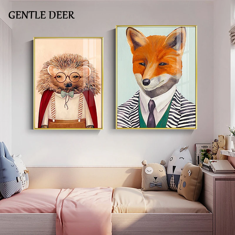 

Nordic Style Cute Animal Canvas Painting Posters And Print Modern Home Decor Happy Wall Art Picture For Living Room baby Bedroom