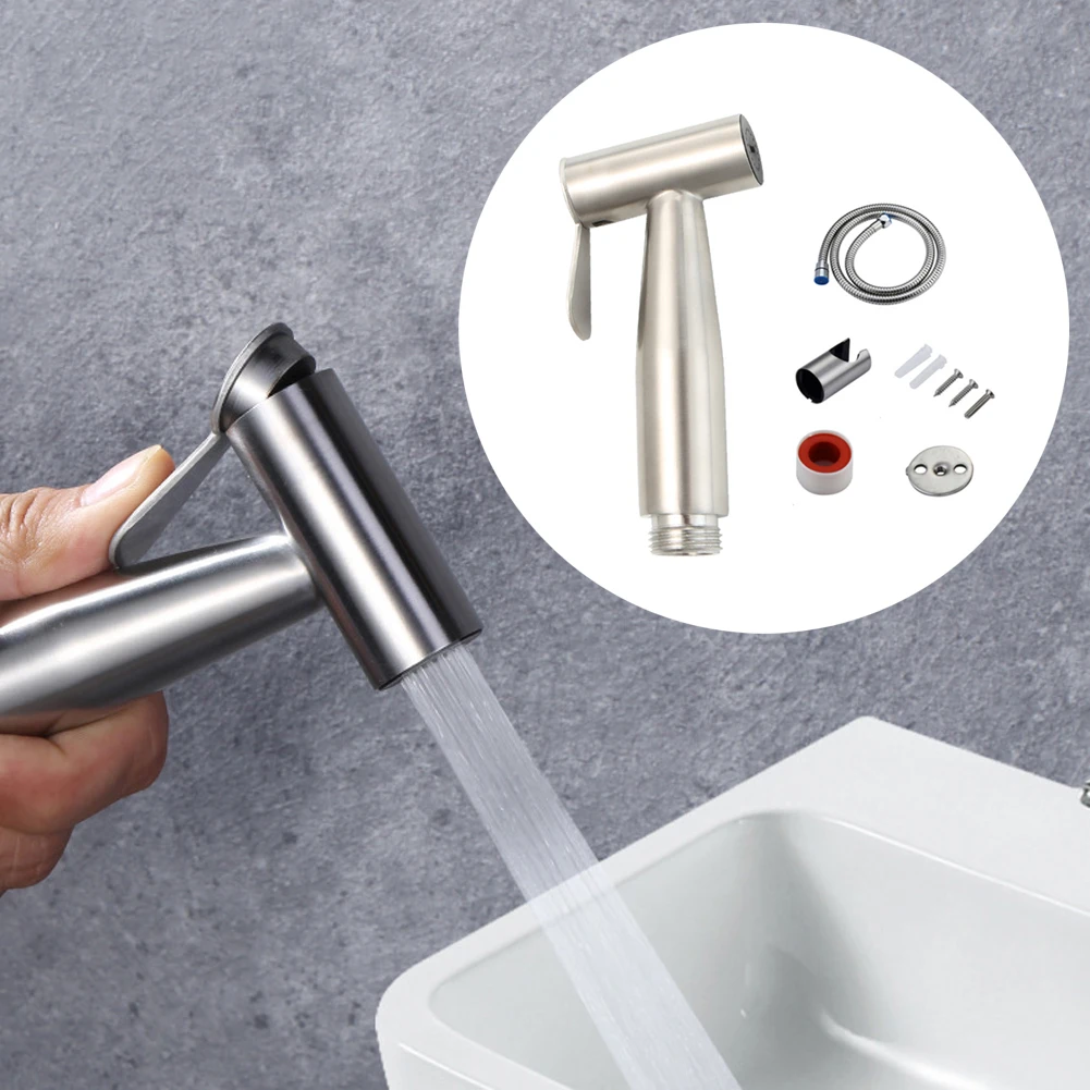 

Handheld Bidet Spray Shower Set Wall Bracket Toilet Sprayer Douche kit Bidet Faucet Brushed For Hardware Supplies