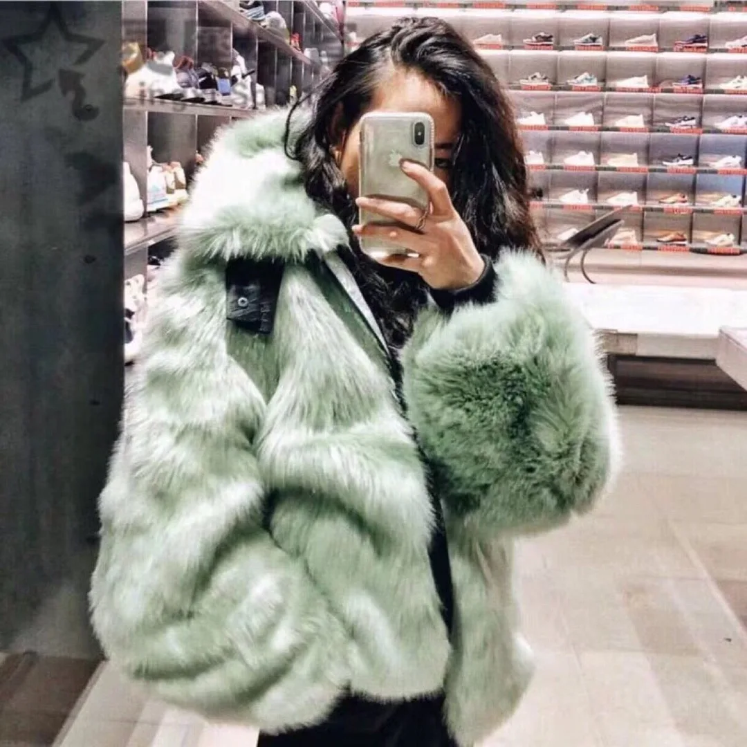 

New AMBUSH Jacket Men Women 1:1 High Quality Fashion Casual Fur Jacket Green AMBUSH Fur Jackets