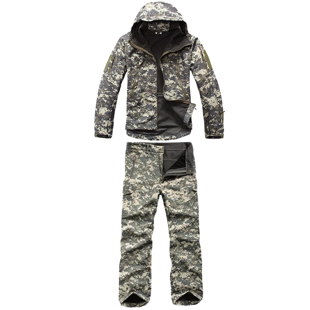 

TAD Hunting Clothes for Men Compatible Water Resistant Windproof Silent Hunting Jacket and Pants Camouflage Uniform For Outdoor