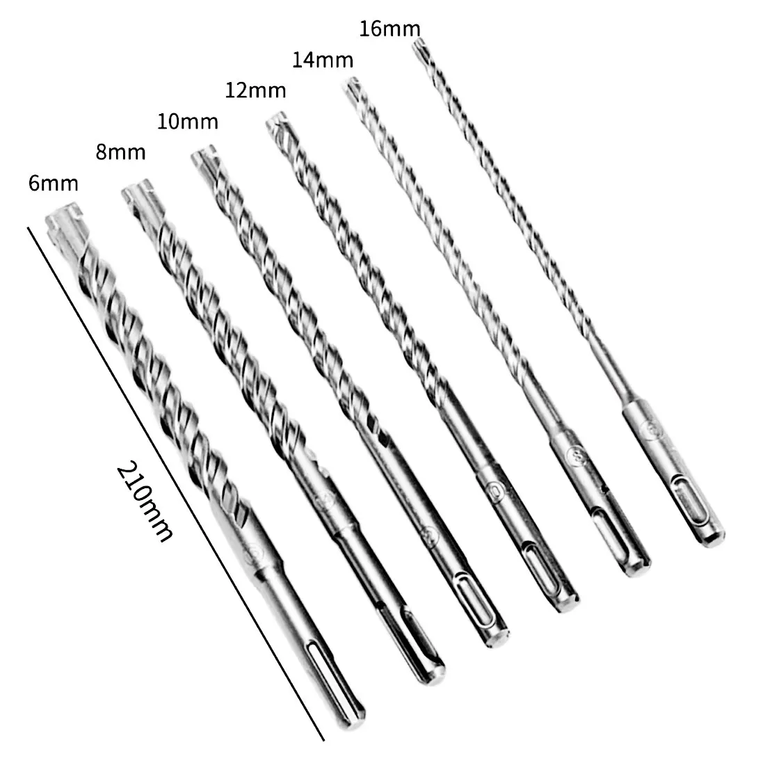  Electric Hammer Drill Bits 6/8/10/12/14mm 210 mm Cross Type Tungsten Steel Alloy SDS Plus for Masonry Concrete Rock Stone | Инструменты