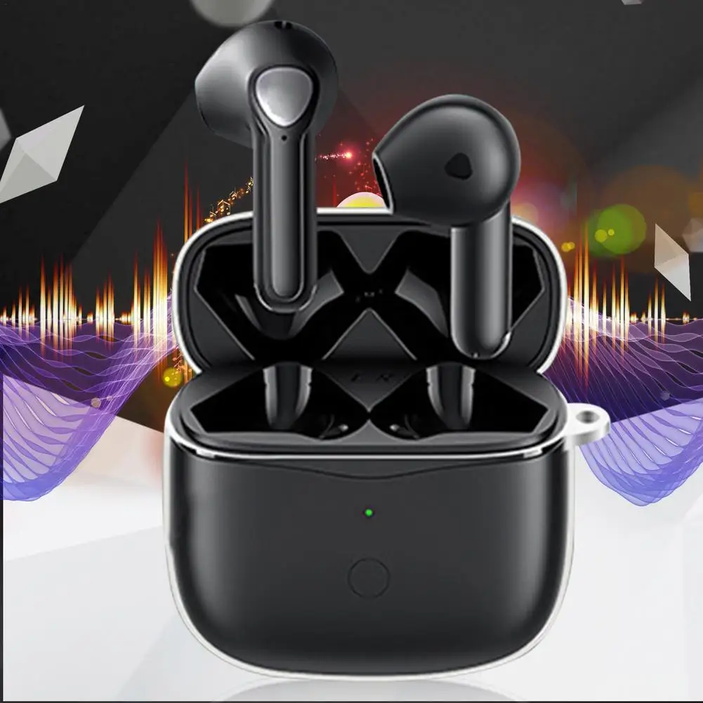 Soft TPU Protective Case For SoundPEATS Air 3 Wireless Earphones Lightweight Shockproof Earbuds Shell With Carabiner Keychain