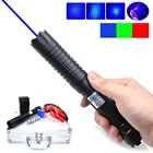 Синяя лазерная горелка, мощная 445нм 10000 м, многофункциональная фокусируемая Красная Зеленая лазерная указка, фонарик, поджигание спички