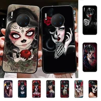 beautiful girl skull art phone case for huawei mate 20 10 9 40 30 lite pro x nova 2 3i 7se