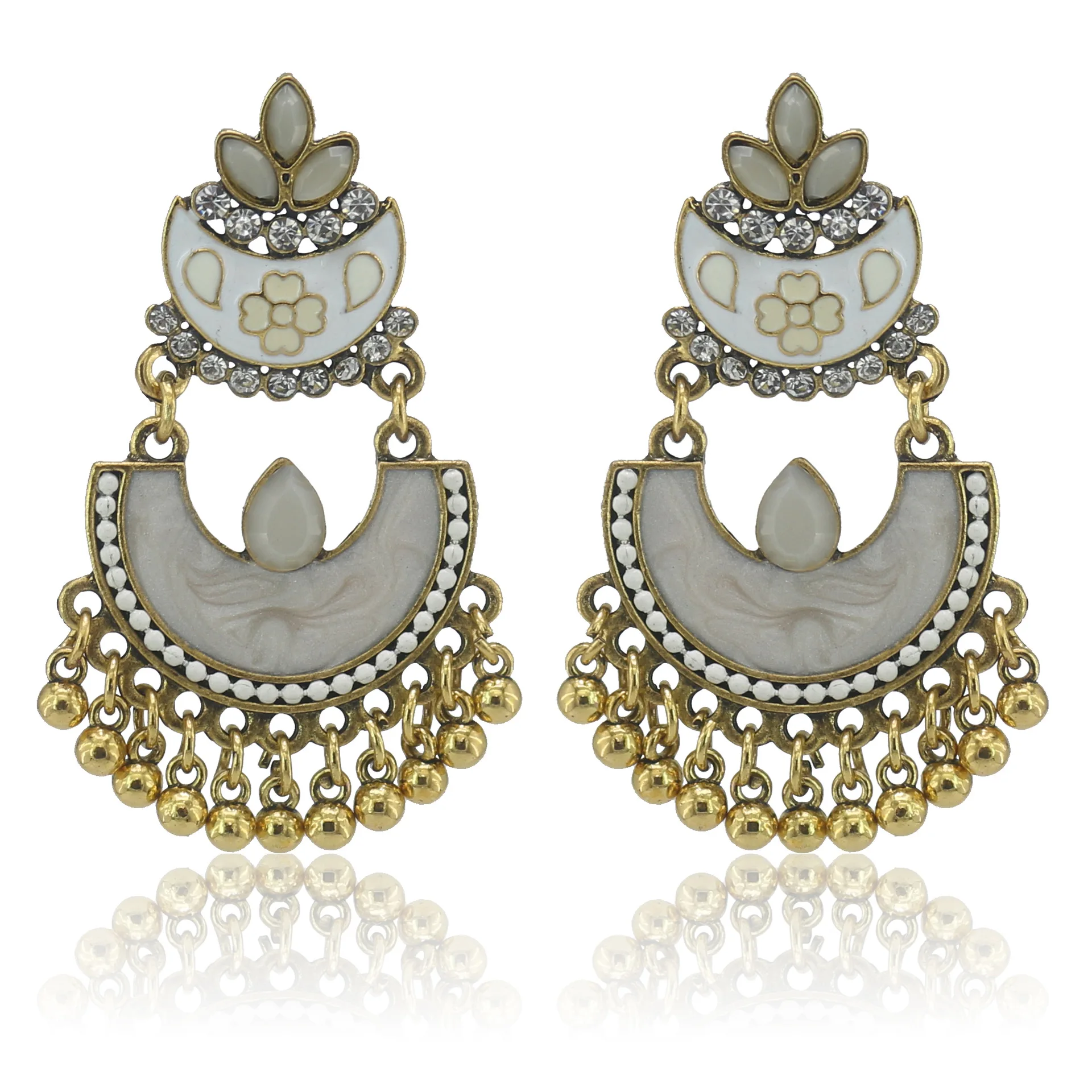 Серьги подвески с золотистым жемчугом крупные полимерные сережки длинными