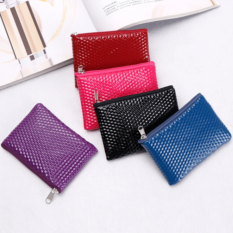 

100 Pieces Women's Leather Coin Purse Zipper Credit Card Holder Small Wallet Purses Headset Lipstick Storage Pouch Mini Bags