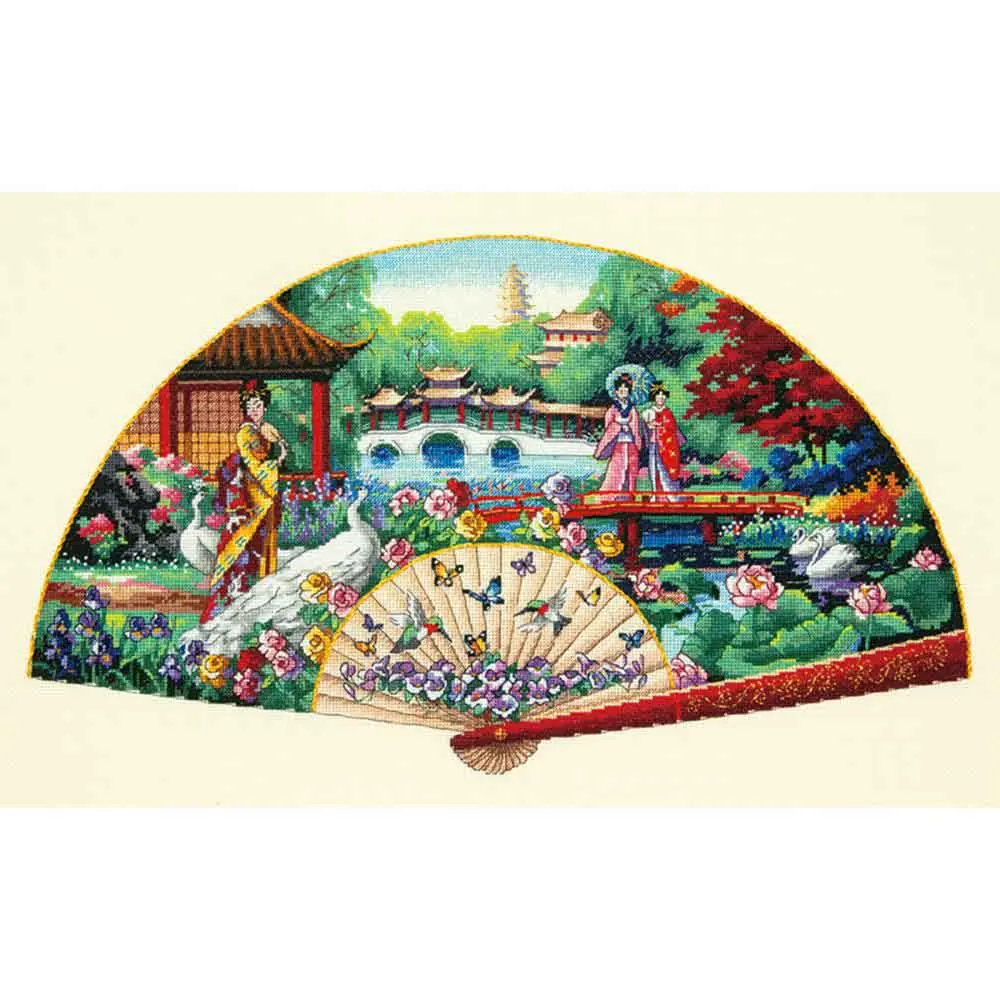 

Higher quality cotton threads Top Quality Lovely Counted Cross Stitch Kit Garden Fan Dim 70-35327 35327 Eastern Park Garden