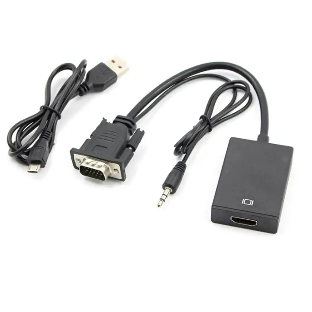 

VGA To HDMI Adapter For Laptop PC Monitor Projector VGA Male To HDMI Female Converter With 3.5mm Plug Audio Lead Power Cord