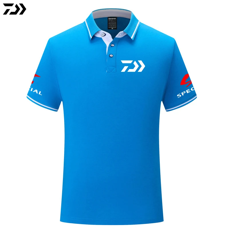 Peacock Blue Футболка для рыбалки, поло, быстросохнущая, дышащая, Спортивная, уличная, DAWA, Мужская одежда, для рыбалки, короткий рукав, топ, футболка для рыбалки - Цвет: Peacock Blue