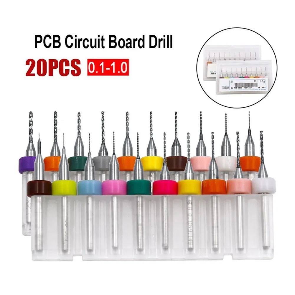 

Micro PCB Drill Bits Tungsten Carbide Workshop 20pcs 3.175mm Shank High Quality