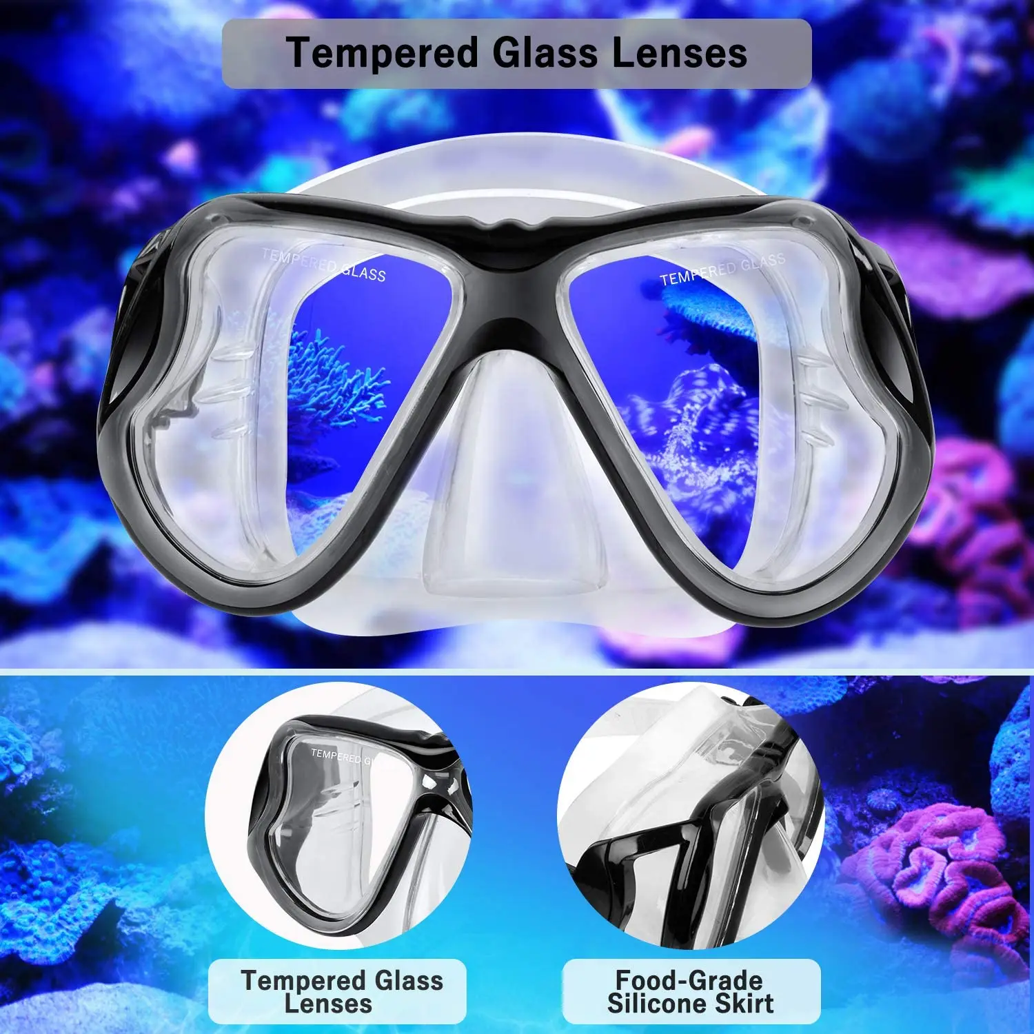 

Snorkel Mask Dry Snorke Set Anti-Fog Anti-Permeation Diving Goggles Snorkeling Gear Swimming Snorkel for Adults