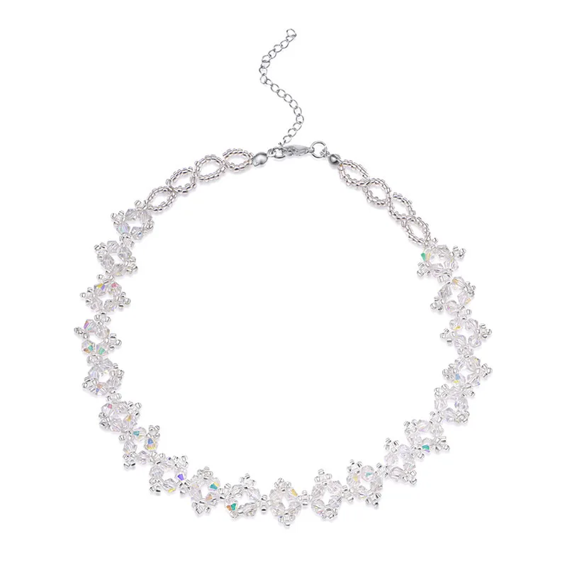 

Frosty Symphony Crystal Necklace Feminine Temperament Simple Texture Clavicle Chain Niche Short Necklace Women