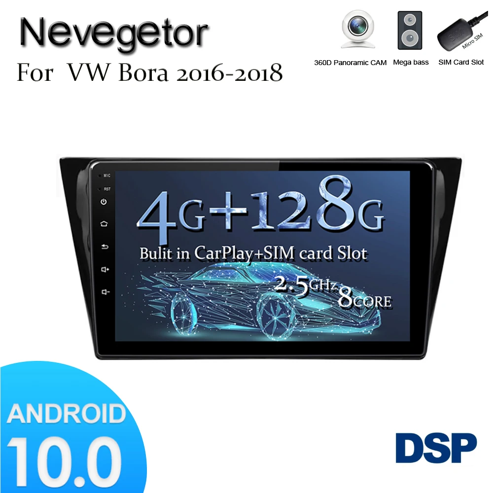

Автомобильная Мультимедийная система с GPS-Навигатором, для Volkswagen VW Bora 2016-2018 года, 4G Lte, Android 10,0, IPS экран, радио, стерео