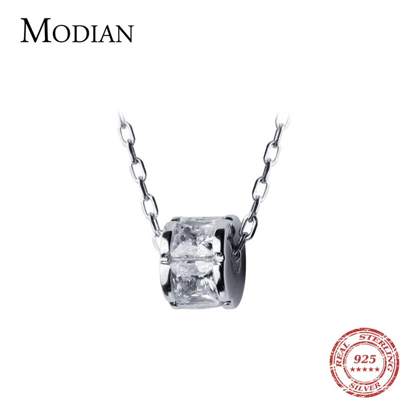 Цепочка Modian с круглым кулоном из черного и прозрачного циркона модное ожерелье