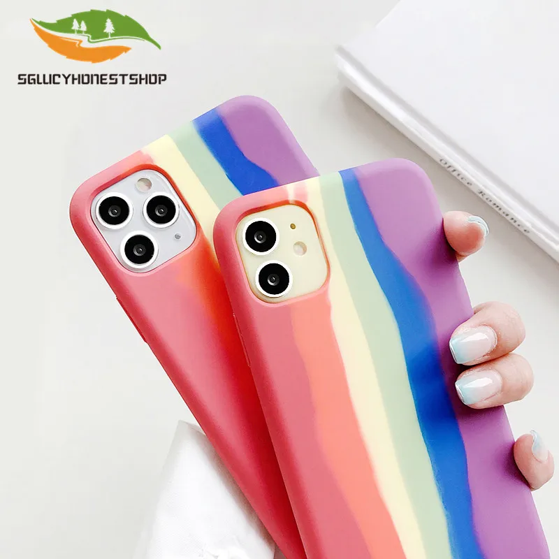 Оригинальный Радужный жидкий силиконовый чехол SGlucy для Apple iPhone 11 Pro Max SE 2020 XR Xs 6 7 8