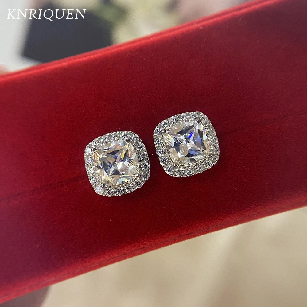 

Classic Real 925 Sterling Silver 11*11mm Square High Carbon Diamonds Stud Earrings for Women Fine Jewelry Anniversary Gifts