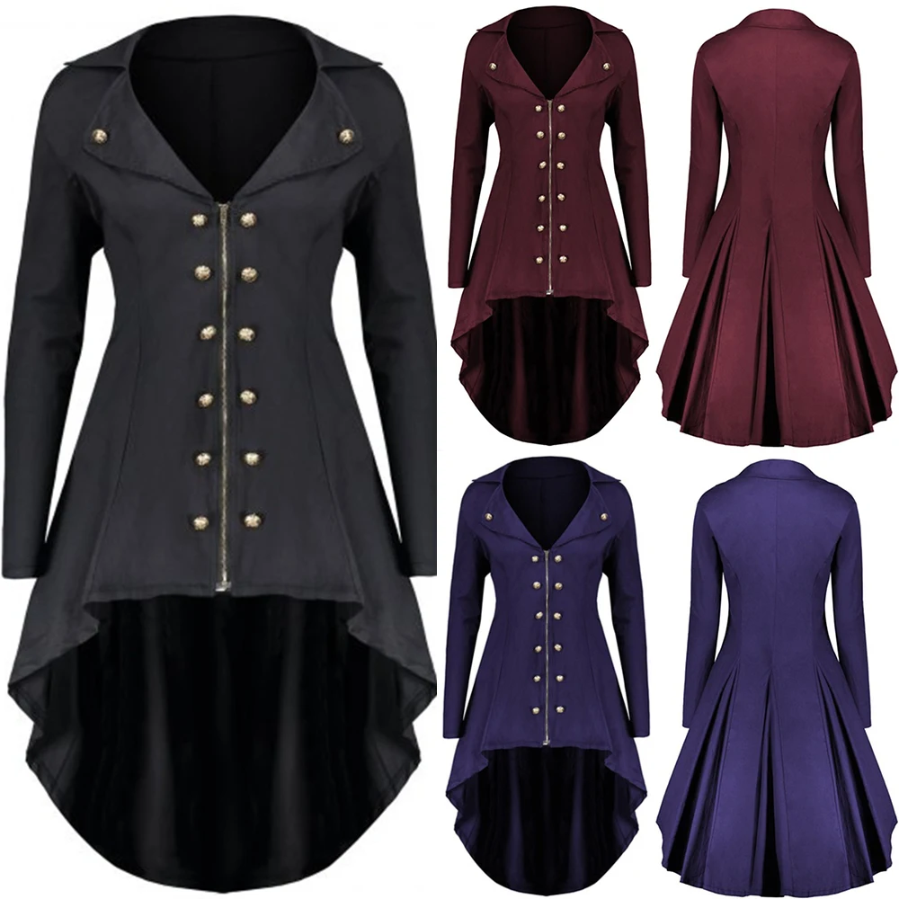 Винтажные стимпанк куртки в викторианском стиле женские длинные с ласточкиным