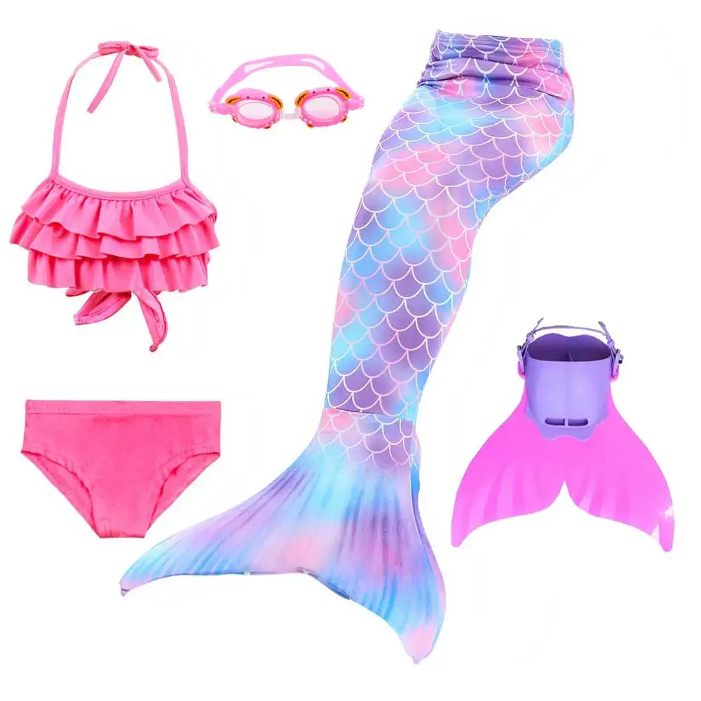 5 шт. девушки одеяло хвост русалки для плавания купальник косплея детское платье
