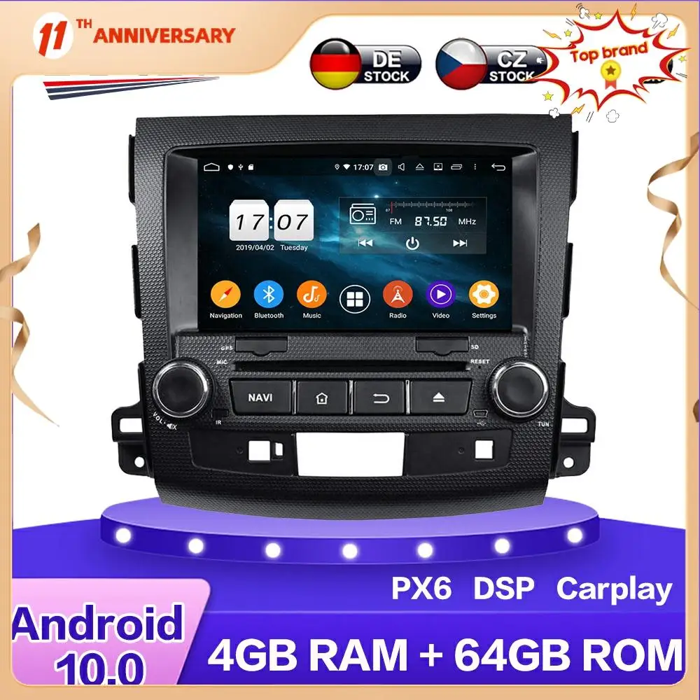 

Для MITSUBISHI OUTLANDET 2006 + Android 10 автомобильный мультимедийный DVD плеер 4 + 64 ГБ Авто GPS Навигация стерео радио головное устройство DSP Carplay