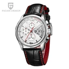 Часы PAGANI Мужские кварцевые с хронографом, дизайнерские Брендовые спортивные водонепроницаемые повседневные, с календарем и секундомером, с кожаным ремешком