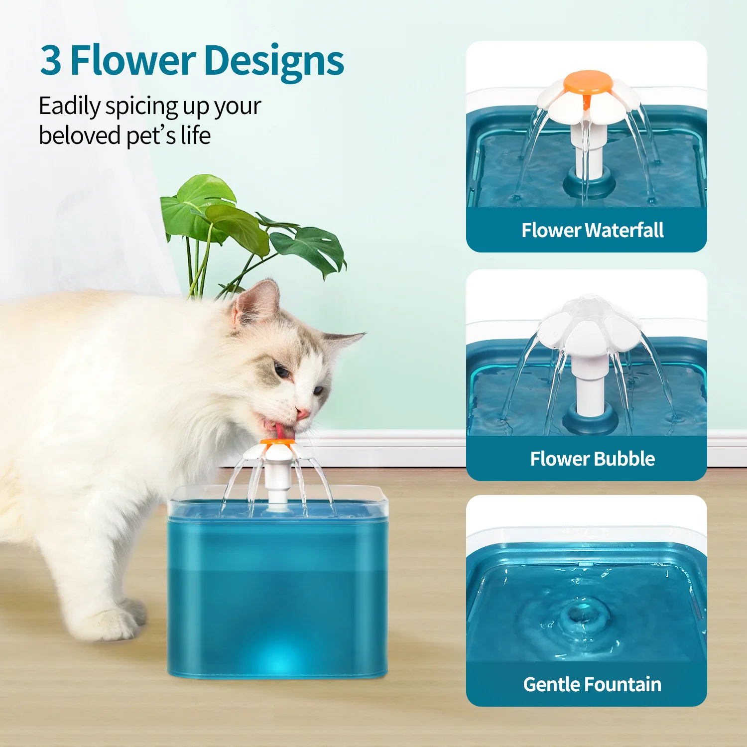 2L Automatic Cat Water Fountain Indoor LED Electric Mute Water Feeder USB Pet Drinker Bowl Pet Water Dispenser Accessories