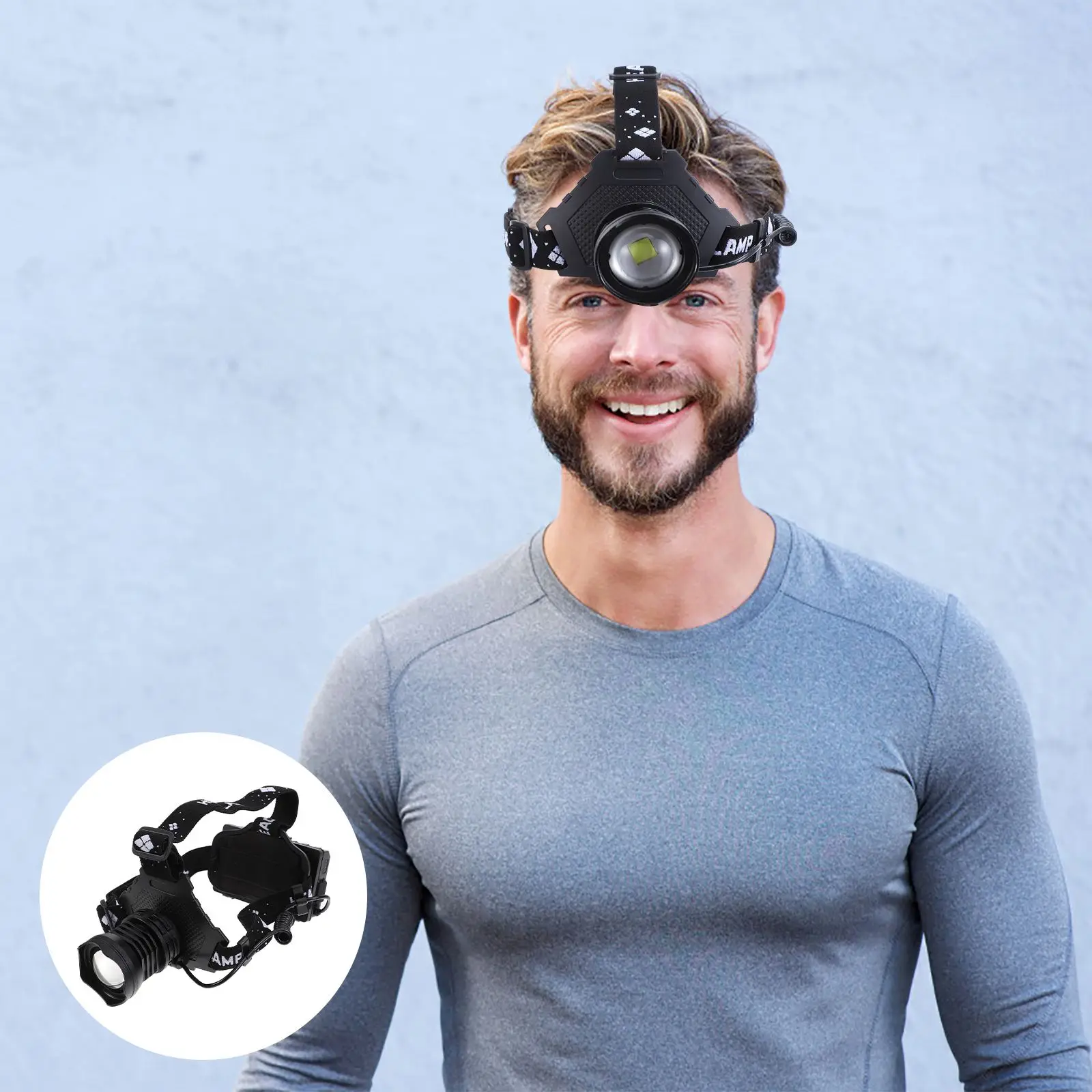 

1 Set of Headlight Multifunctional Useful Warning Flashlight Head Light for Camping