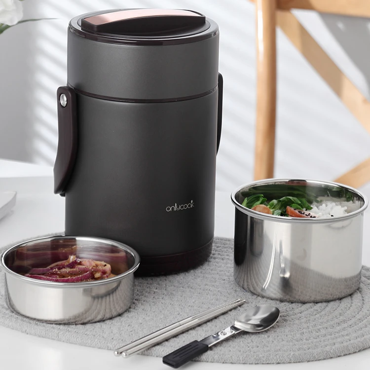 

Thermal Black Lunch Box Round Multi Layer Leakproof Portable Lunch Box Healthy Soup Container Fiambrera Kitchen Supplies DK50LB