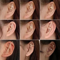 mengjiqiao new design fashion metal rinestone piercing stud earrings for women girls geometric ear hook bijoux brincos jewelry