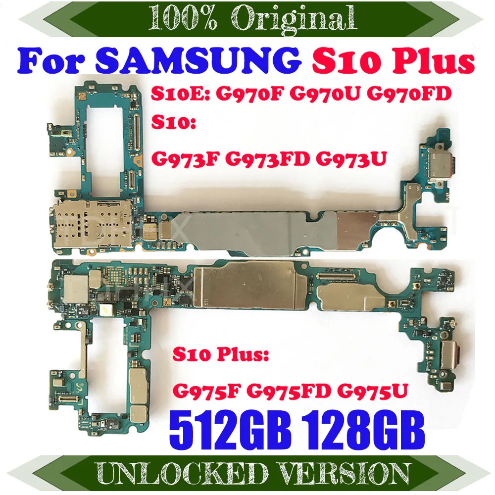 Материнская плата для Samsung Galaxy S10 G973F G973FD G973U Plus G975F G975FD G975U S10E G970F G970U G970FD 512 ГБ 128