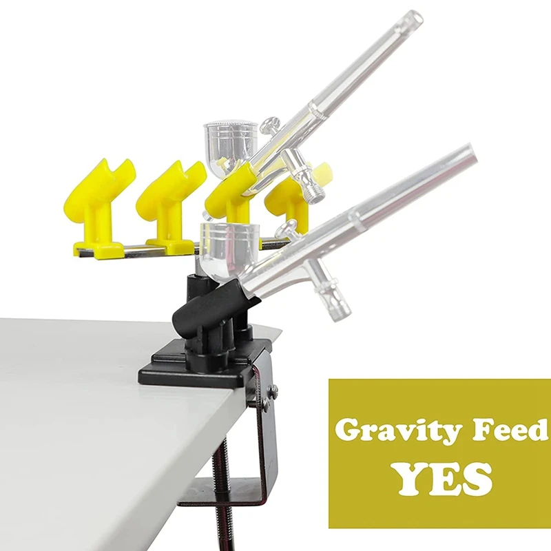 

Airbrush Holder Clamp-on Style Air Brush Station Stand Kit 360 Rotate Holds Up to 6 Airbrush