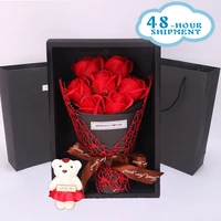wedding gift 7 soap rose flower gift box bouquet stuffed bear wife present artificial flowers valentines day birthday party