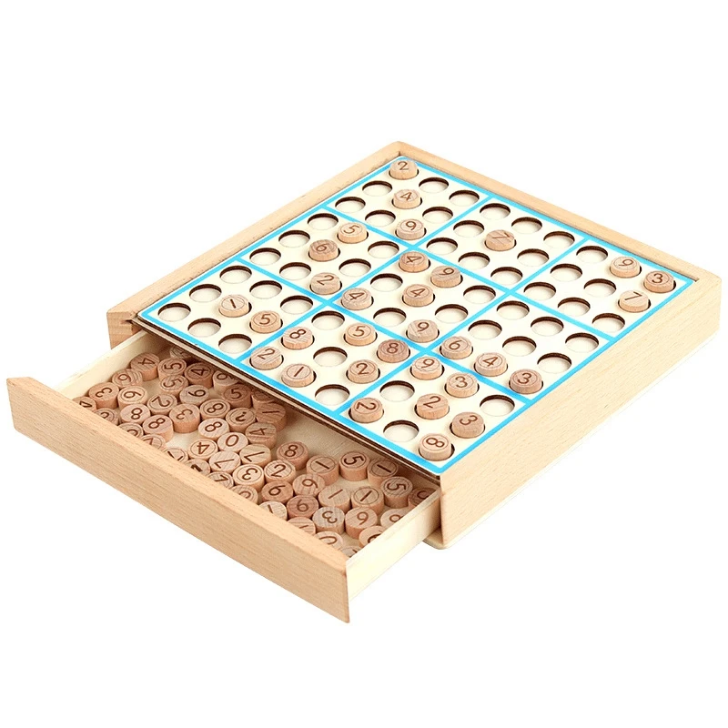 

Высококачественные детские деревянные шахматы с четырьмя, шестью, девятью квадратными ящиками, судоку, Детские арифметические развивающие...