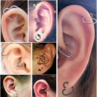2021 punk 10pcs stainless steel piercing earrings heart shaped cartilage ear studs lip nose rings jewelry piercing body jewelry