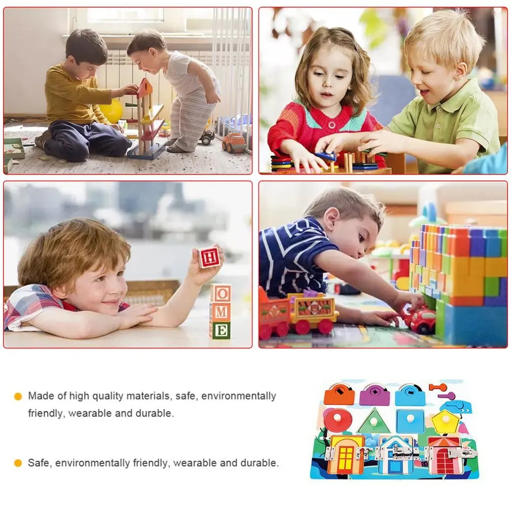 

Kid Montessori Toy Busy Board Buckle Training Early Educational Sensory Shape Color Matching Teaching Toy For Children Gift
