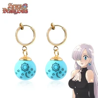 anime the seven deadly sins earrings elizabeth liones blue sun stars moon dangle earrings for women ear clip pendant jewelry
