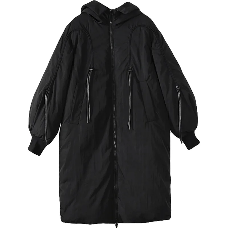 Женская длинная парка на утином пуху модная свободная с капюшоном и толстой