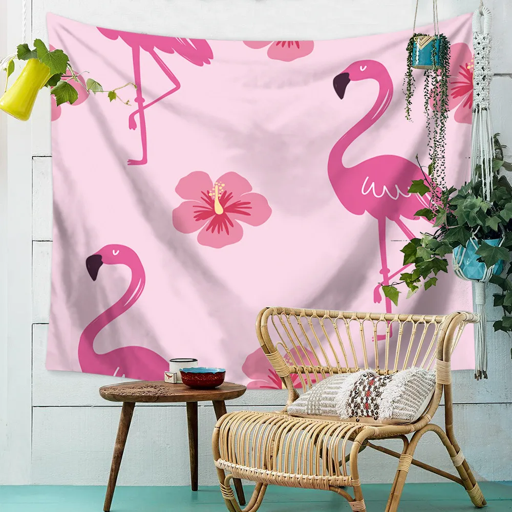Летний гобелен настенный тропический фламинго тканевый гобелены Настенный