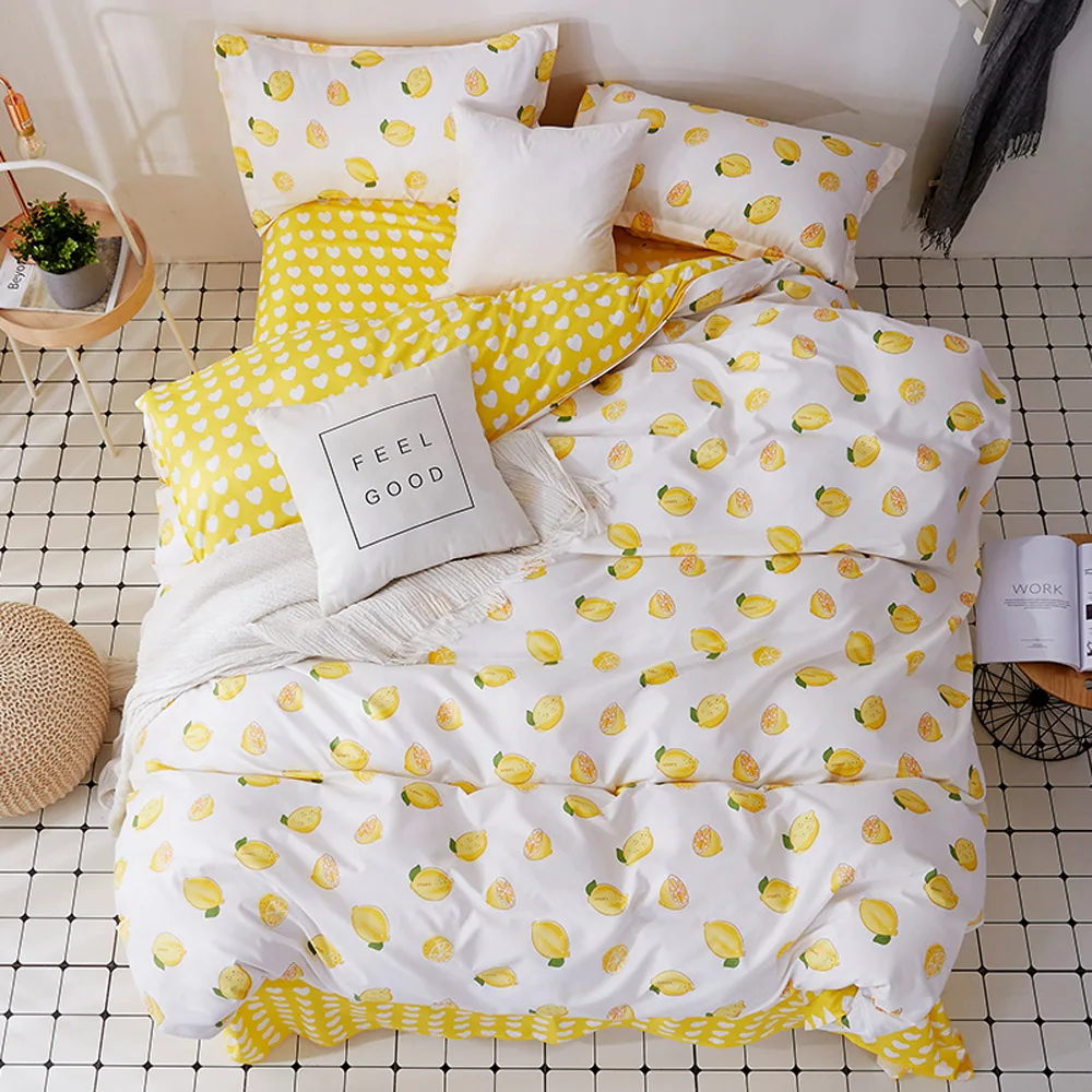 

Lemon Cartoon Style Polyester Fabric Children's Favorite Kid/Adult Active Printing Duvet/Blanket Cover Flatsheet PillowCases Set