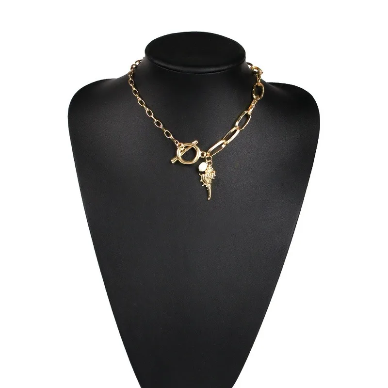 Europe and the United States new asymmetric chain alloy necklace imitation pearl conch shell | Украшения и аксессуары
