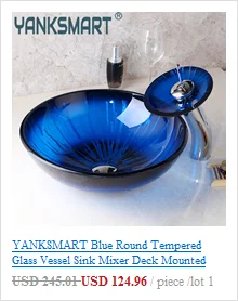 YANKSMART US Ванная раковина умывальник из закаленного стекла ручная роспись Черный Масло потертый водопад раковина кран латунный набор смеситель набор
