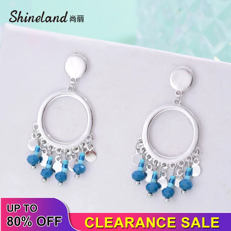 Shineland этнические Бусины круглые Висячие серьги для женщин женские 2020 Свадебные