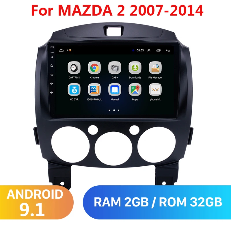 Автомобильный мультимедийный плеер 9 дюймов Android 1 2 Din Dvd видео для Mazda 2007-2014 2din